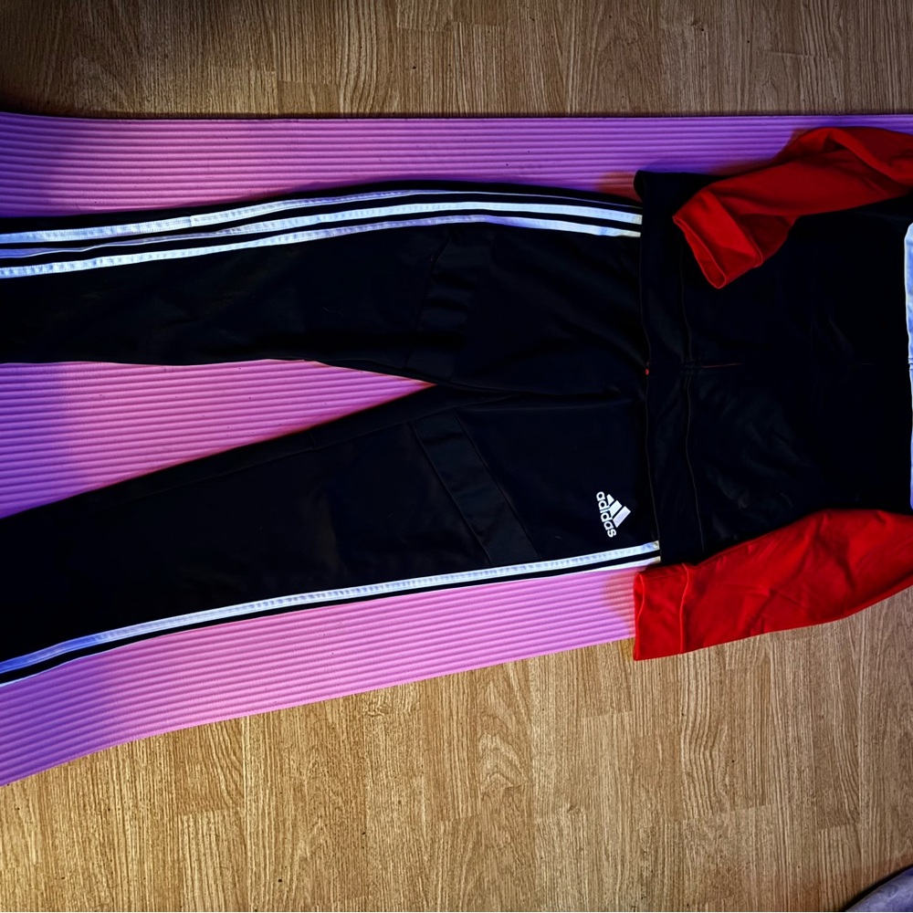 Adidas Black and Red Tracksuit